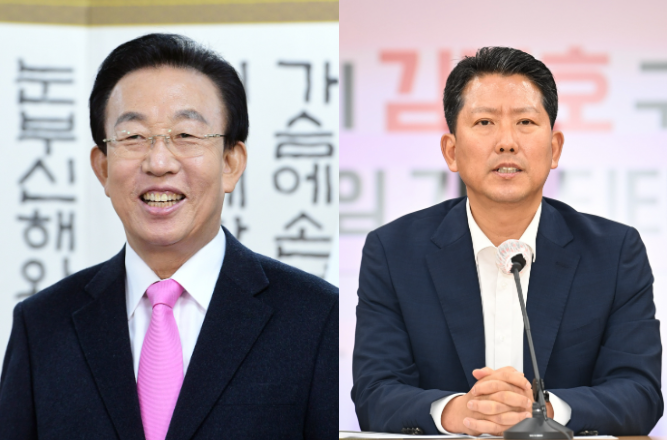 좌 김관용 전경북도지사, 우 김장호 구미시장